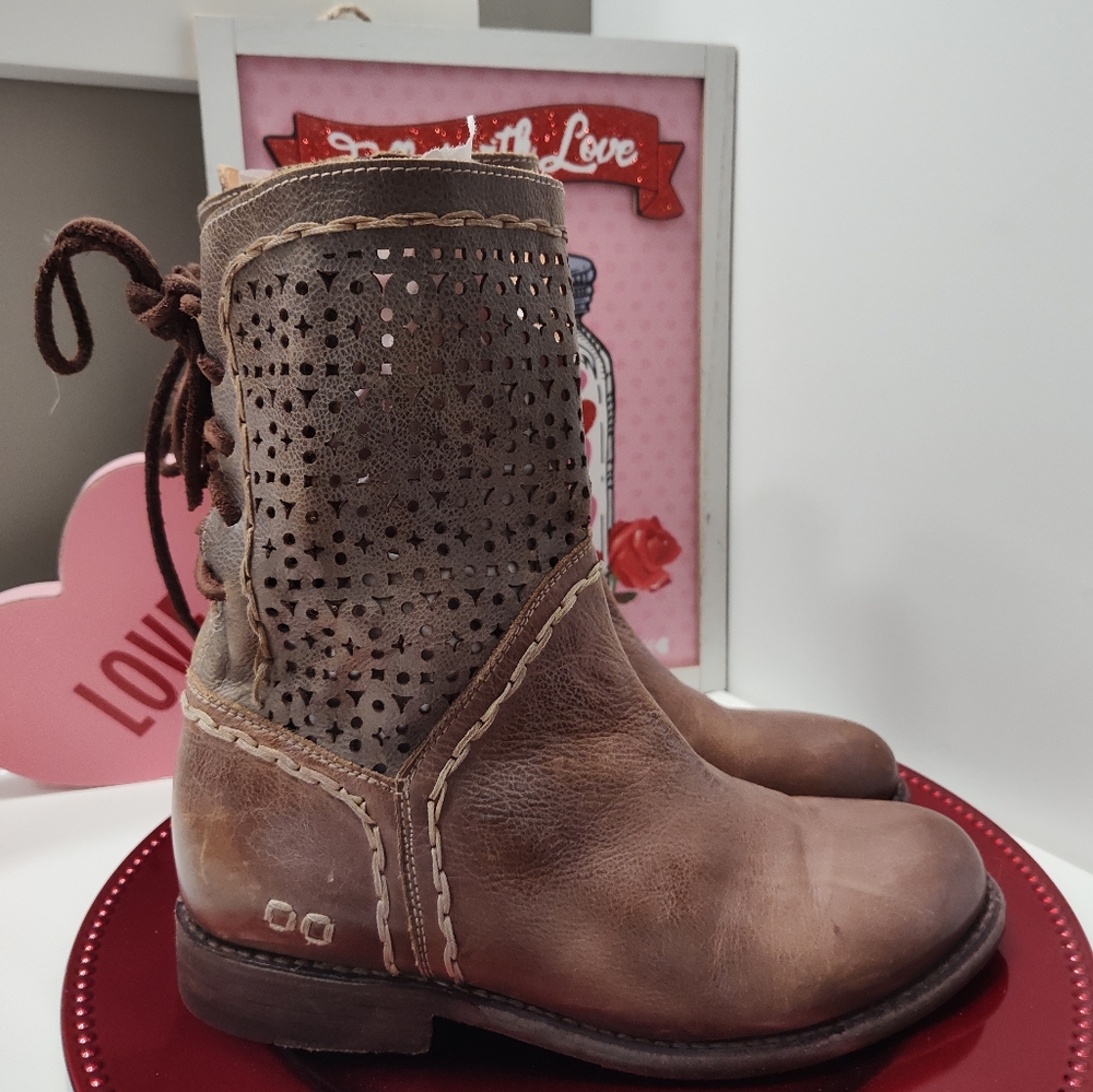 🥰EUC Bed Stu Cheshire Distressed Side Zip Mid-Calf Lace Up Leather Boot, 7.5 - Picture 14 of 16